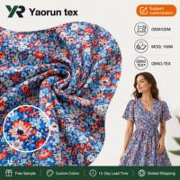 Tissu en coton peigné 100% léger imprimé motif floral très orné, idéal pour les robes et jupes en voile uni pour filles et femmes