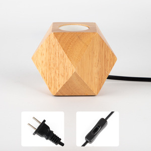 LED bảng ánh sáng gỗ đèn bàn trang trí ánh sáng ban đêm Đèn bàn rắn gỗ E27 ổ cắm ánh sáng cơ sở chủ cắm ấm đèn - Product Image 3