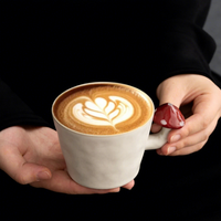 Mug à café en céramique en porcelaine créative avec motif de champignon pour les couples - Résistant à la chaleur, passe au lave-vaisselle et au micro-ondes, cadeaux, cuillère