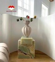Socle en marbre onyx vert, table basse en onyx naturel pour vase, sculpture, décoration intérieure