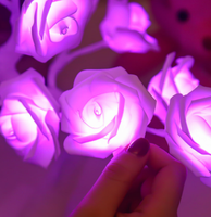 Lampe de table LED en forme de rose, alimentée par piles, 24 LED, pour chambre à coucher, mariage, fête, Noël, Saint-Valentin, décoration de la maison, éclairage