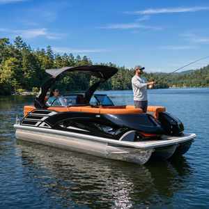 Bateau ponton en aluminium de 22 pieds, 12 places, prêt pour deux moteurs, 3 tubes, puissance maximale 250 CV, homologué CE pour les excursions sur lac et utilisation en flotte de taxis nautiques - Product Image 1