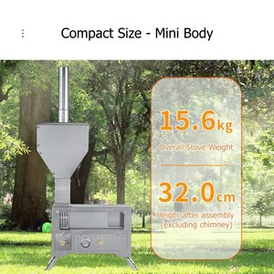 Poêle à granulés portable avec four pour tente chaude, chauffage au <span class=keywords><strong>bois</strong></span> pour camping en extérieur, camping-car, cabane, survie hivernale, cuisson - Product Image 3