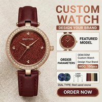 Montre ronde pour femme, cadran noir, lunette sertie de diamants, bracelet en cuir bleu, montre-bracelet analogique à quartz, boîtier en acier inoxydable, cadran MOP