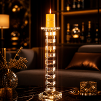 Support de bougie en cristal géométrique empilable, bloc carré, colonne, base à facettes, coupelle à bougie, décoration d'intérieur