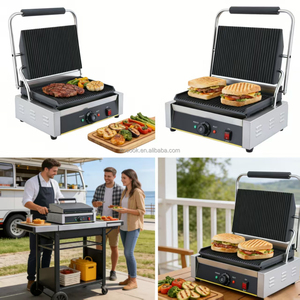 Prensa Eléctrica Individual para Panini de Hierro Fundido, <span class=keywords><strong>Parrilla</strong></span> de Sobremesa para Hamburguesas, Filetes y Tocino - Product Image 6