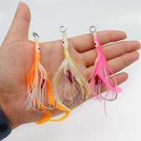 Leurre Souple Jupe Calamar Pêche Lente Jigging 2 Hameçons Assistés Pêche en Mer Appât Artificiel Lumineux Rose Blanc Orange
