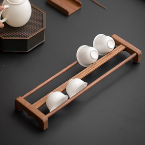 Walnut Wood Teacup Holder Solid Wood Desktop <b>Tea</b> <b>Set</b> Storage Rack Teacup Drainer <b>Tea</b> Ceremony Accessory - Product Image 5
