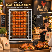 Rôtissoire électrique haute capacité pour 9 poulets, idéale pour les supermarchés, charcuteries et comptoirs de plats chauds