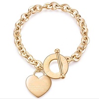 Flywu — Bracelet avec breloque à bascule gravée, en acier inoxydable, avec écriture Unique, chaîne en forme de cœur