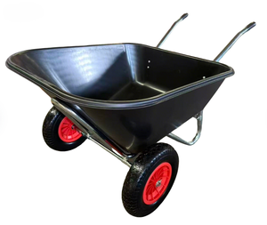 Chariot à roues à cadre galvanisé séparé de 200 L avec grande benne <span class=keywords><strong>en</strong></span> polyéthylène, 2 roues, pour l'utilisation dans la cour et le <span class=keywords><strong>jardin</strong></span>, provenant du fabricant OEM - Product Image 2