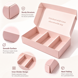 Custom Divided Cookie Packaging <b>Box</b> Custom Logo, 3 Compartment Pastry Biscuit Gift <b>Box</b> For Macaron Chocolate Snack Packaging - Product Image 2