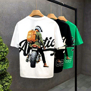 Camiseta de Verano para Hombre, Nueva <span class=keywords><strong>Marca</strong></span> Europea de Moda, con Letras Bordadas, Cuello Redondo, Manga Corta, de Algodón - Product Image 3