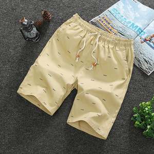 Pantalones cortos de playa informales de verano 100% de algodón para hombre, pantalones de talla grande ODM OEM con logotipo personalizado, camisas cortas personalizables sólidas con cintura elástica - Product Image 4