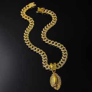 Hot Selling New Hiphop Gold <b>Silver</b> Plated Alloy Rugby Pendant <b>Necklaces</b> Personalized <b>Mens</b> <b>Necklace</b> Fashion Jewelry Wholesale - Product Image 3