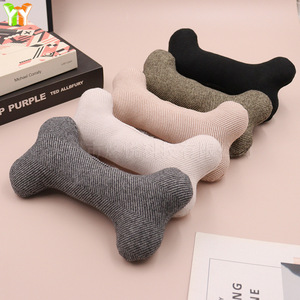<b>Dog</b> Bone Chew Toy Cotton Squeaky Durable For Puppies Pet Toys Beige Dark Gray Black <b>Light</b> Brown Pink - Product Image 1