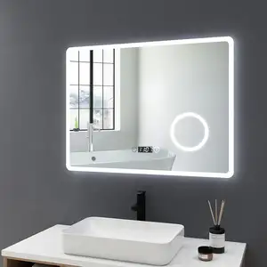 Luxury Magnifying Makeup Mirror Led Light Smart Mirror Glass Silver Bathroom Mirror With Led Light