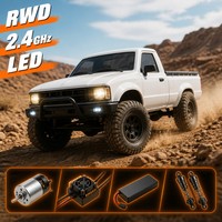 Voiture RC RWD Mini Pick-up 2.4GHz Télécommandée Blanche Kei Truck ABS+Métal LED 1:10 Véhicule de Loisir Haut de Gamme