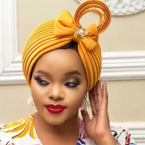Hecho a mano nigeriano boda Gele africano Auto Gele Headtie musulmán <span class=keywords><strong>turbante</strong></span> gorra árabe India sombrero Mujer cabeza envuelve <span class=keywords><strong>Turbante</strong></span> Mujer - Product Image 4