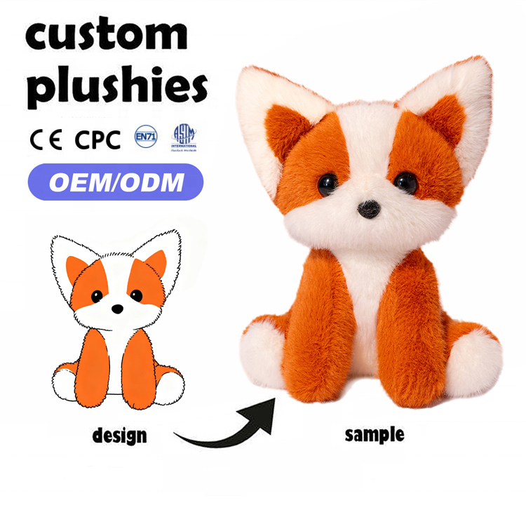 Custom Logo Cute Red Fox Plush