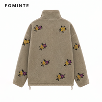 Veste Homme Vintage Broderie Florale Hiver Chaud Polaire Sherpa Épais Streetwear Décontracté Pull En Stock