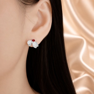 Pendientes de Mariposa con Diamantes y Rubíes en Oro Blanco de 18K Xinfly para Mujer, Asimétricos, Elegantes, Joyería Fina, Listos para Enviar - Product Image 5