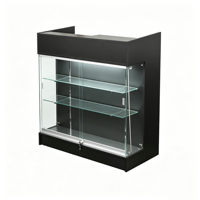Comptoir de caisse avec écran en verre de 48 pouces, bureau de réception en mélamine avec porte verrouillable et étagère réglable pour utilisation en magasin de détail