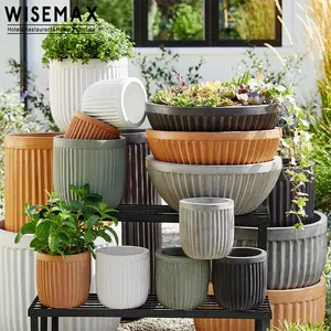 WISEMAX FURNITURE Nordic Simple Style Plant Pot Home Decor Multiple Sizes Concrete Round Flower Pot For Garden Patio