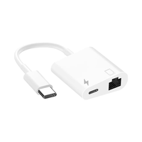 Adaptor USB-C ke RJ45 Ethernet dengan Pengisian Daya LAN 10/100Mbps 2 Port PD 15W Pengisian Cepat Stok Garansi 1 Tahun untuk iPhone 16/15