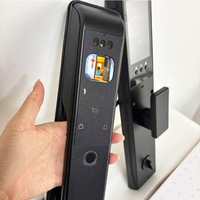 Serrure de porte intelligente en alliage d'aluminium noir mat, modèle A60, avec contrôle par application et accès par code pour portes résidentielles