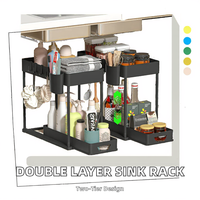 Étagères de cuisine modernes, écologiques et durables, type sur pied, en plastique, multifonctionnelles, à double niveau, pour rangement sous l'évier