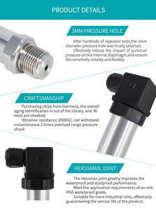 Высокоточный цифровой датчик давления RS485 4-20мА IP65 из нержавеющей стали для измерения давления жидкостей/газов, с диффузионным кремниевым датчиком - Product Image 3
