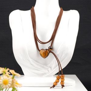 प्राकृतिक क्रिस्टल एगेट पत्थर 25 मिमी दिल के आकार के लटकन समायोज्य पेट शरीर श्रृंखला गर्मियों समुद्र तट कमर शरीर के गहने - Product Image 5