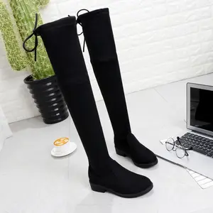 2021 chinese factory black ladies winter shoes high heel long shoes women's boots with cheap price