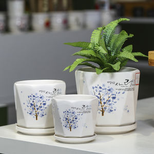 Ensemble de 3 pots de fleurs en céramique Sin wings Sunflower, pots de fleurs en céramique de 4+5+6 pouces, jardinières d'intérieur pour plantes - Product Image 2