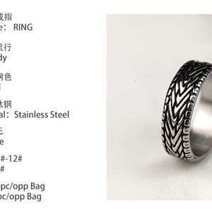 แหวนสแตนเลสสตีลผู้ชายแบบใหม่ล่าสุด ดีไซน์เรขาคณิต วัสดุหลักทำจากไทเทเนียม สไตล์วินเทจ เหมาะสำหรับเป็นแหวนหมั้น - Product Image 5