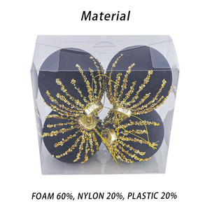 Boules <span class=keywords><strong>de</strong></span> Noël, décorations d'arbre <span class=keywords><strong>de</strong></span> Noël noires <span class=keywords><strong>et</strong></span> dorées, ornements rustiques en ficelle <span class=keywords><strong>de</strong></span> jute en soie incassable, ficelle dorée - Product Image 3