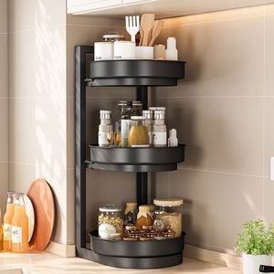 <b>Rotating</b> <b>Spice</b> <b>Rack</b> Double Layer Corner Storage For Kitchen Countertop Multipurpose Organizer - Product Image 3