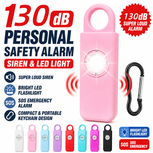 Alarme de sécurité 130 dB avec lampe torche LED, porte-clés d'autodéfense, alarme personnelle anti-agression et anti-viol pour la sécurité des femmes
