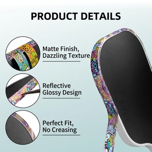 Ruban de protection de bord de <span class=keywords><strong>raquette</strong></span> de pickleball avec motifs graffiti personnalisés, ajustement parfait pour les bords incurvés, sans plis, <span class=keywords><strong>film</strong></span> de protection de <span class=keywords><strong>raquette</strong></span> - Product Image 2