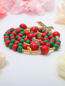 Chapelet en bois fait main avec croix religieuse catholique, bijoux pour la sainte <span class=keywords><strong>communion</strong></span>, baptême, cadeaux d'église - Product Image 5