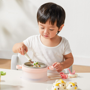 Bol d'alimentation isolé pour bébé en acier inoxydable 316 avec base à ventouse pour nourrissons de 0 à 12 mois vert et rose - Product Image 2