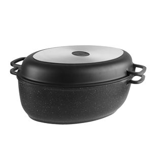 Sartén Ovalada para pescado a la parrilla con diseño de seguridad, juego de bandejas para hornear asador de <span class=keywords><strong>aluminio</strong></span> <span class=keywords><strong>fundido</strong></span> antiadherente - Product Image 1