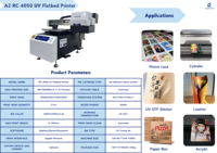 Printer UV Flatbed Ripple Color A2 RC-4050 dengan Head XP600, Ukuran 40x60cm, Printer Tabung Multiwarna Otomatis