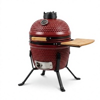 Barbecue au charbon de bois en céramique Kamado miniature de 13 pouces, pour la cuisson, la fumée et la cuisson au four en plein air