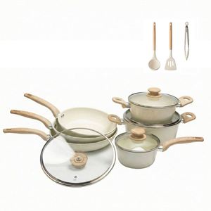 Juego de utensilios de cocina al por mayor de E-Top Factory con juego de utensilios de cocina antiadherentes, paquete personalizado, juego de ollas y sartenes con pinzas, espátula y cucharón - Product Image 1