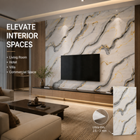 Panneau mural en PVC brillant MORLENX gris or agate marbré UV pour décoration intérieure de luxe