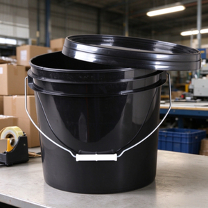 Cubo de Plástico Negro Resistente para Pintura, Cubeta de Plástico con Asa Metálica y Tapa para Recubrimientos, Adhesivos y Líquidos Químicos - Product Image 3