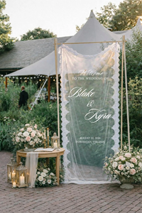 Letreros de Boda Románticos Personalizados con Nombre, de Tul Colgante, de Tela de Encaje Transparente, Letreros de Bienvenida para Decoraciones de Boda y Compromiso - Product Image 2