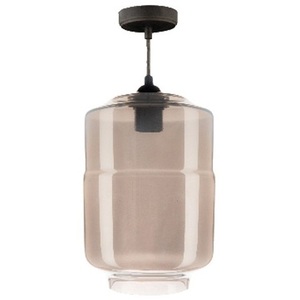 Lustre en verre fumé E27 180x260mm, luminaire suspendu - Product Image 1
